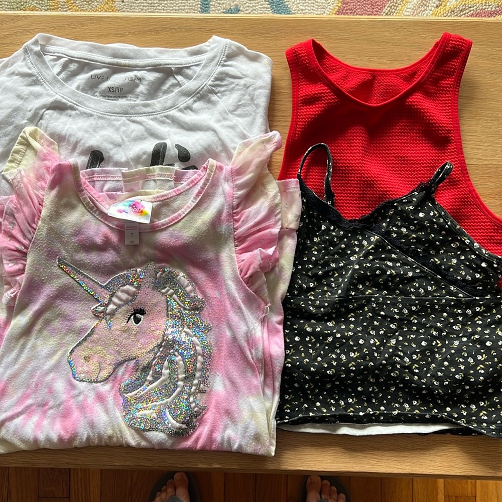 Girls crop tops (2), girls nightgown (1) and girls sleep shirt (1)